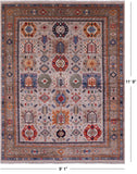 Turkmen Ersari Hand Knotted Wool Rug - 9' 1" X 11' 9" - Golden Nile
