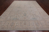 Ivory Turkish Oushak Hand Knotted Wool Rug - 9' 7" X 13' 4"