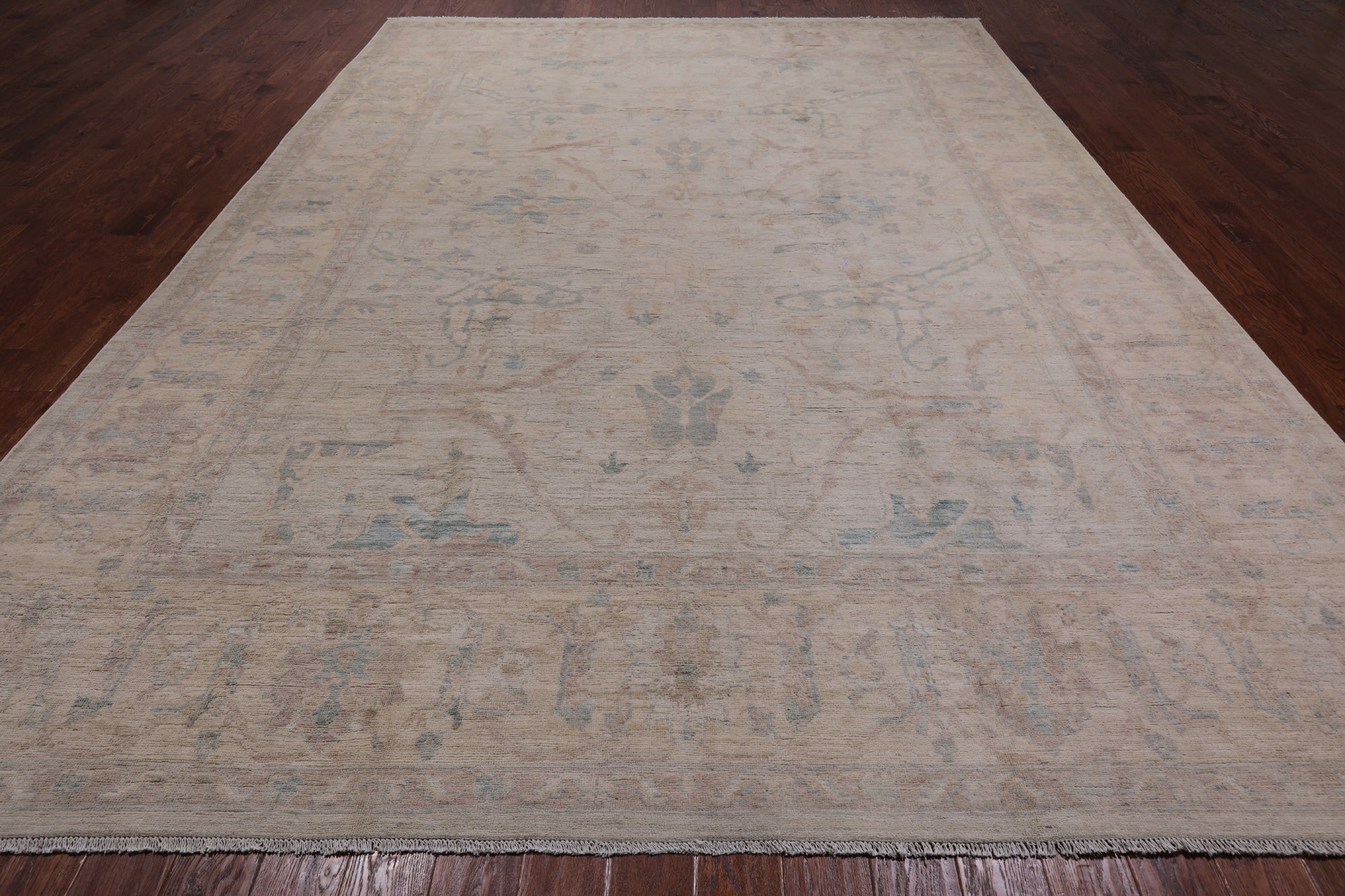 Ivory Turkish Oushak Hand Knotted Wool Rug - 9' 7" X 13' 4"