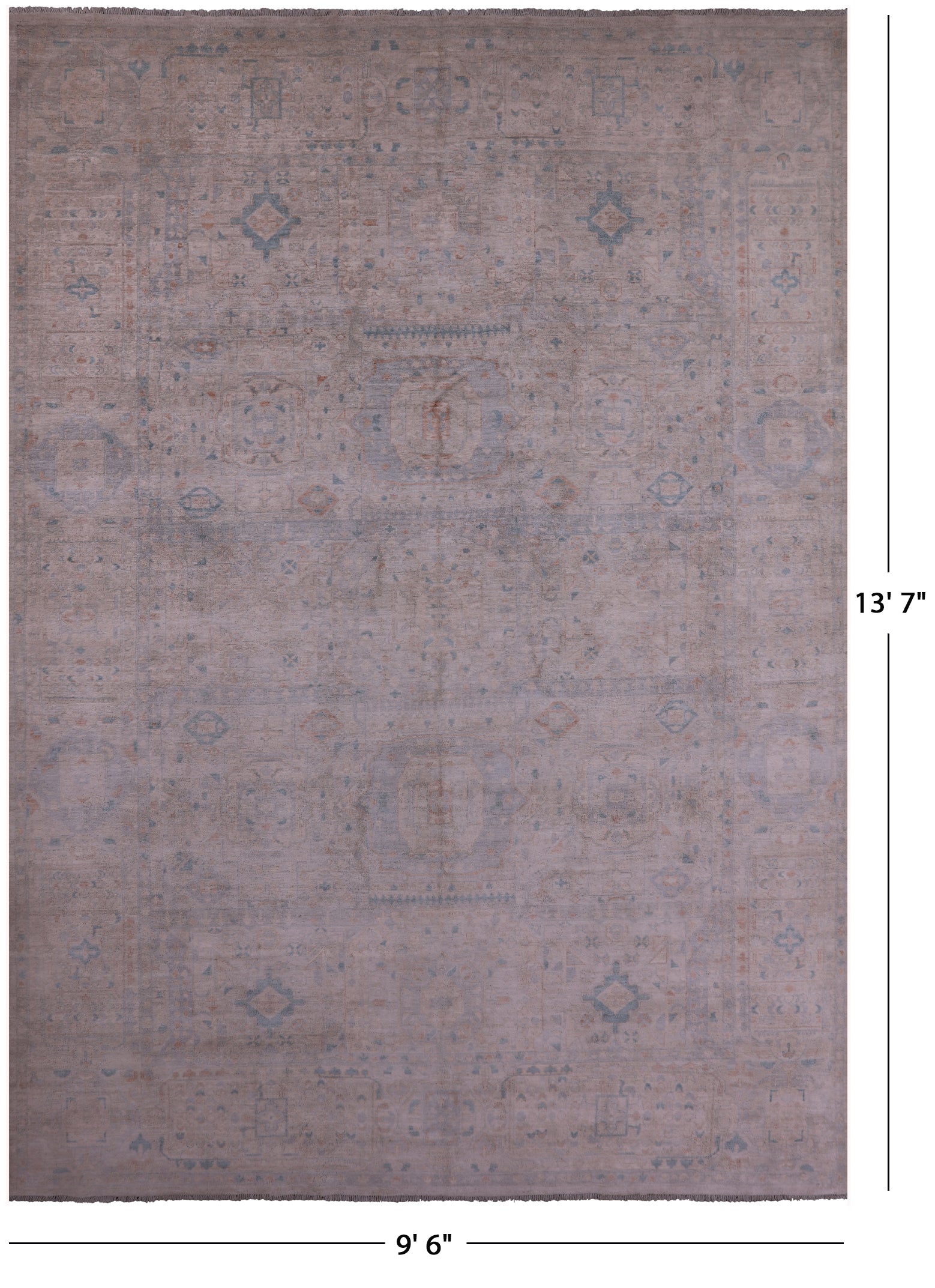 Ivory Turkish Oushak Hand Knotted Wool Rug - 9' 6" X 13' 7" - Golden Nile