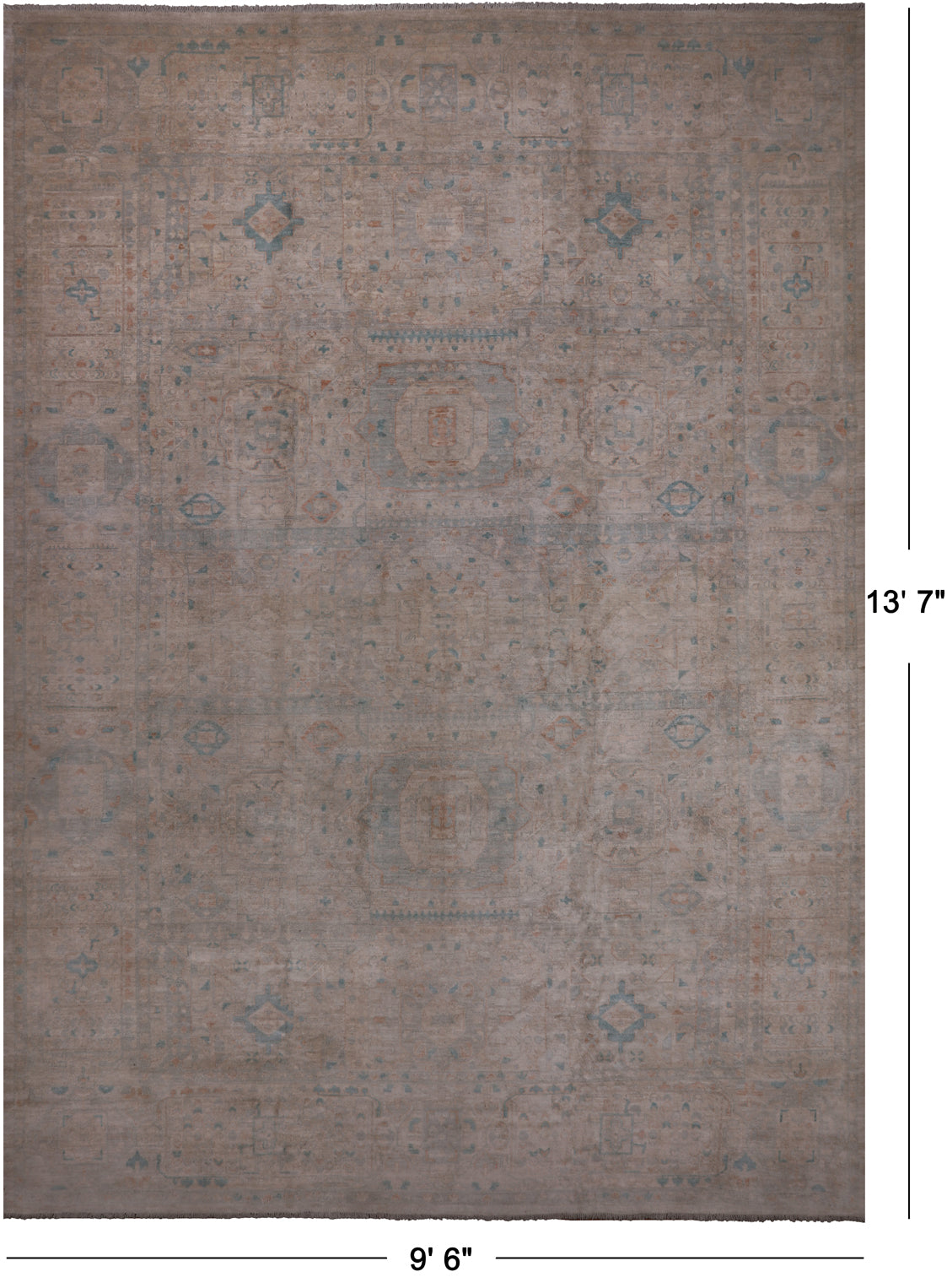 Ivory Turkish Oushak Hand Knotted Wool Rug - 9' 6" X 13' 7"