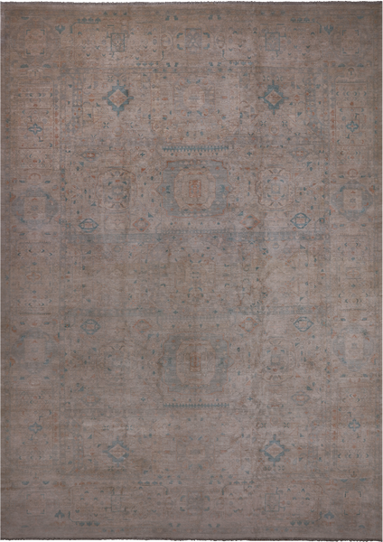 Ivory Turkish Oushak Hand Knotted Wool Rug - 9' 6" X 13' 7"