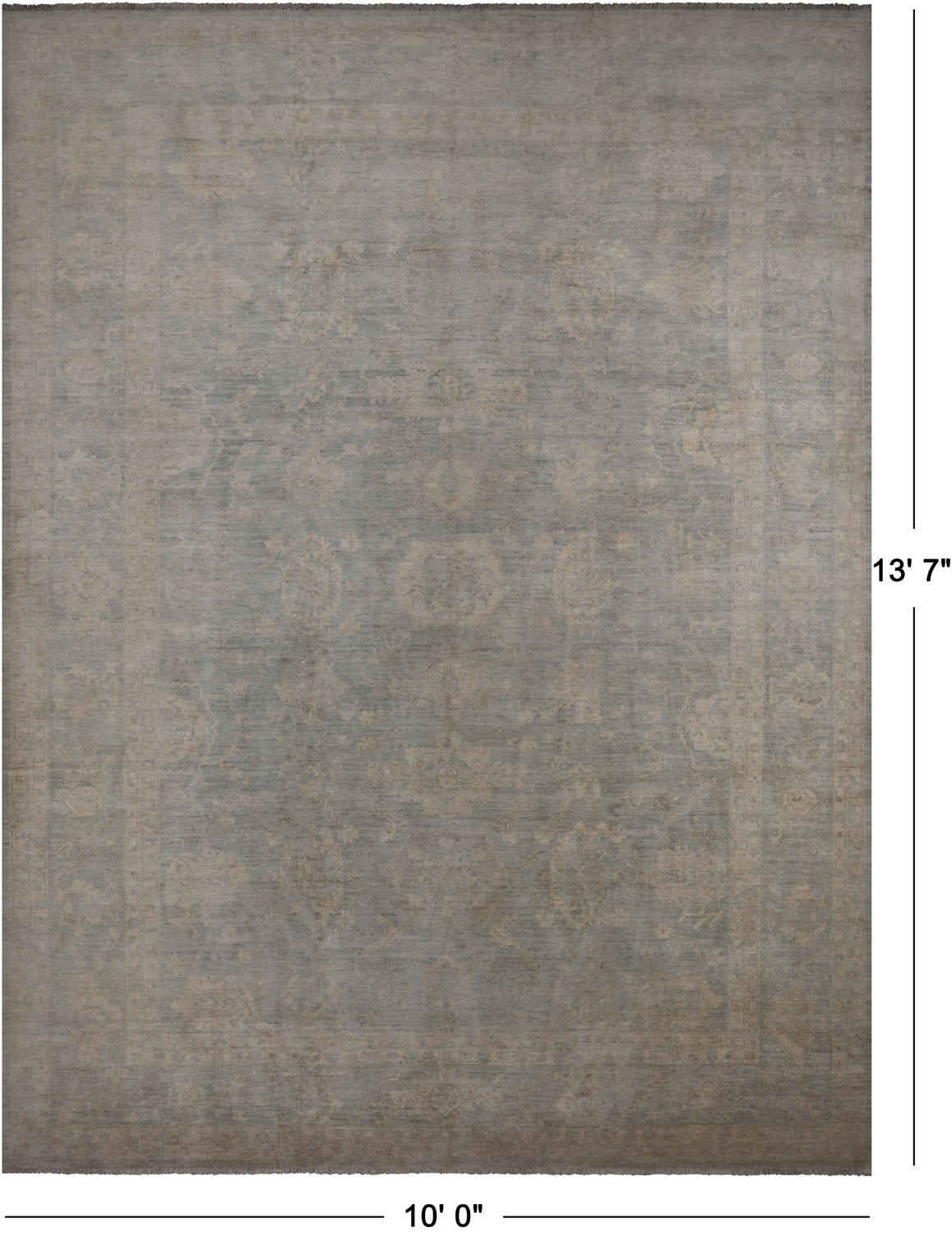 Turkish Oushak Handmade Wool Rug - 10' 0" X 13' 7"