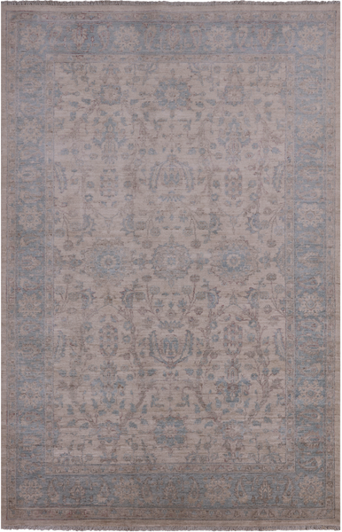 Ivory Turkish Oushak Hand Knotted Wool Rug - 6' 0" X 9' 1" - Golden Nile
