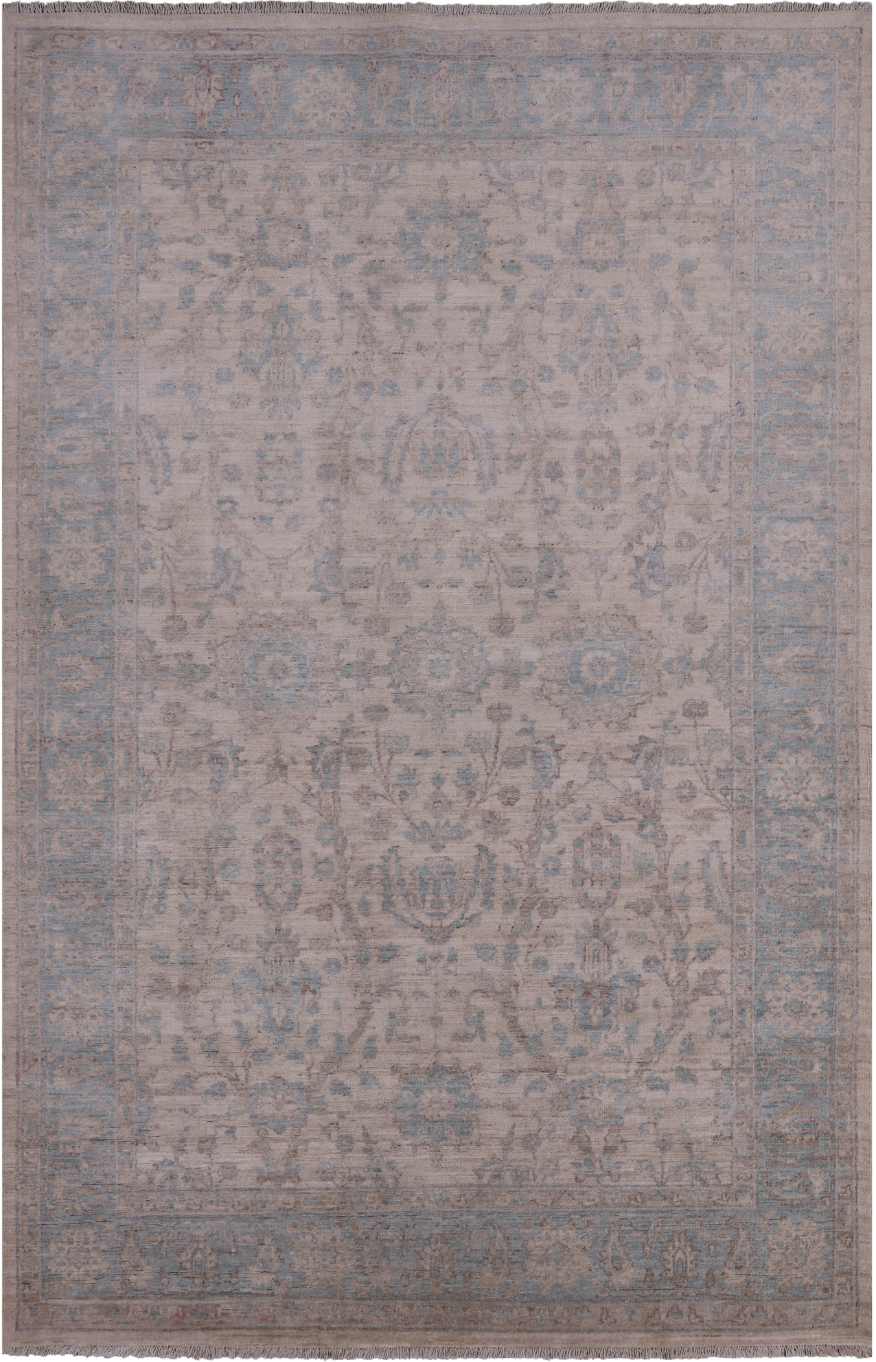 Ivory Turkish Oushak Hand Knotted Wool Rug - 6' 0" X 9' 1" - Golden Nile