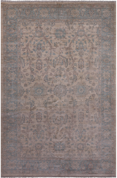 Ivory Turkish Oushak Hand Knotted Wool Rug - 6' 0" X 9' 1"
