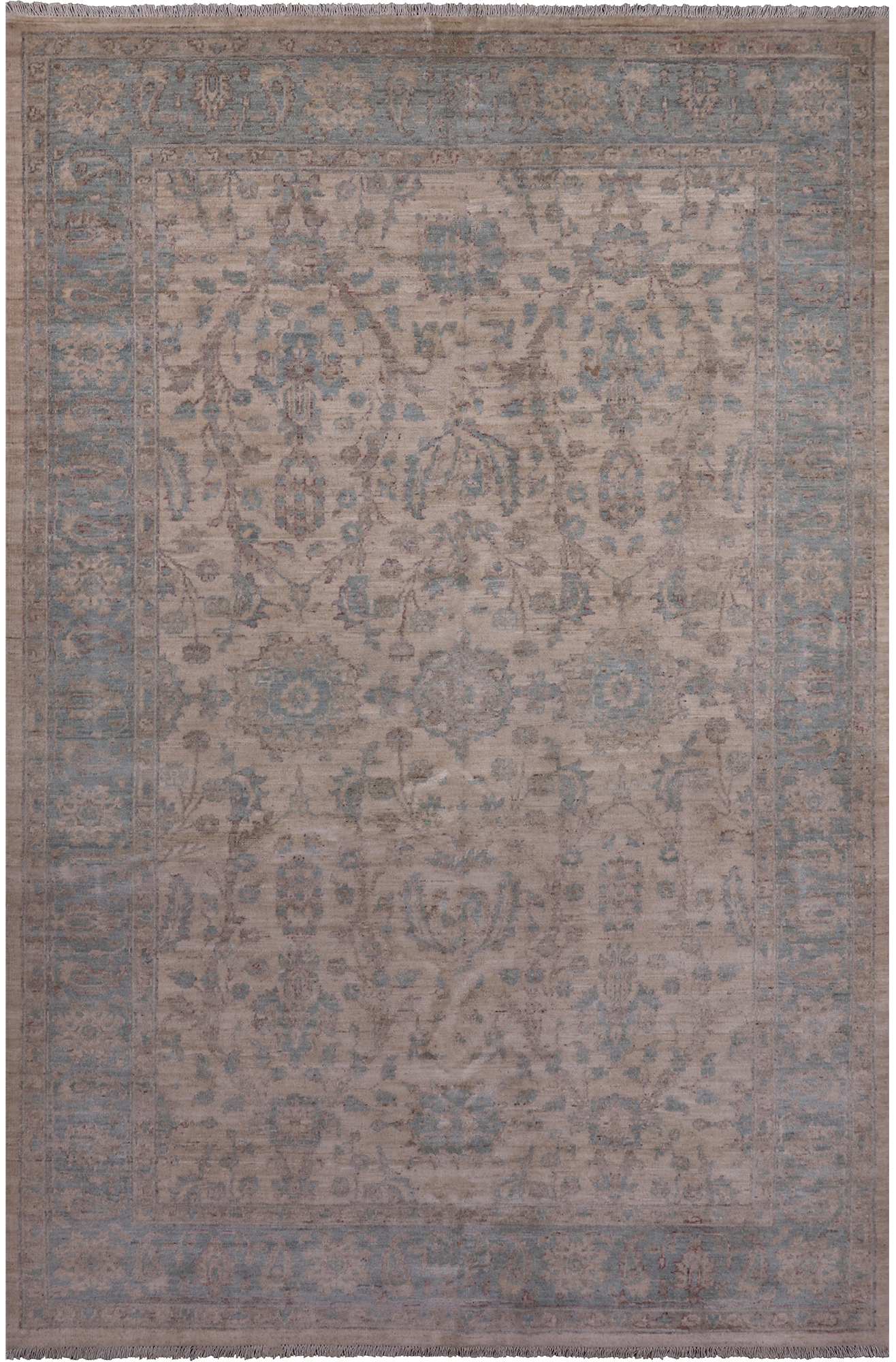 Ivory Turkish Oushak Hand Knotted Wool Rug - 6' 0" X 9' 1"