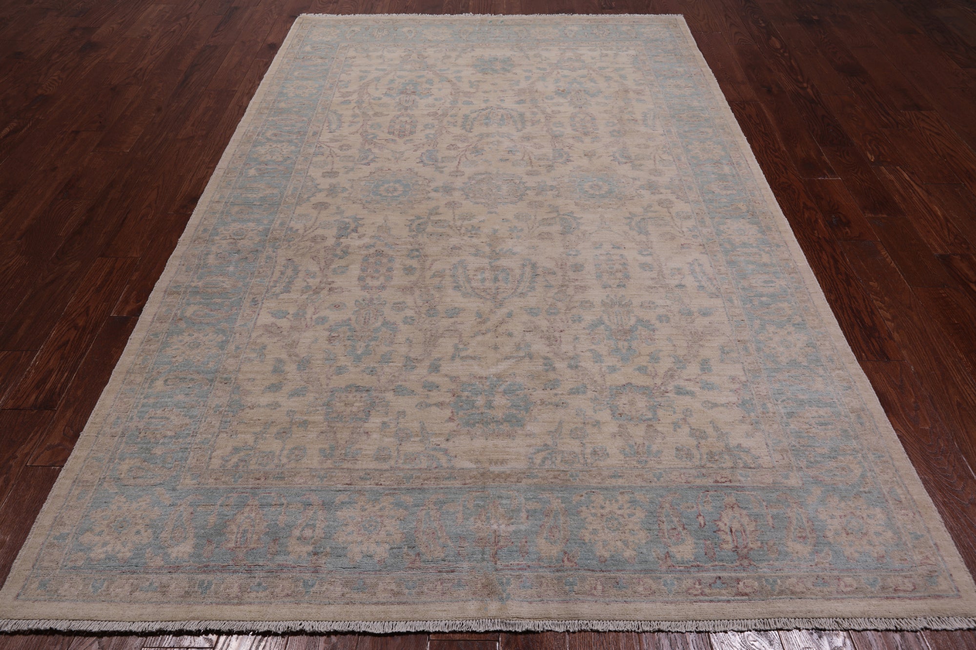 Ivory Turkish Oushak Hand Knotted Wool Rug - 6' 0" X 9' 1"