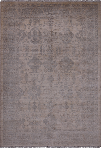 Ivory Turkish Oushak Hand Knotted Wool Rug - 6' 0" X 8' 10"