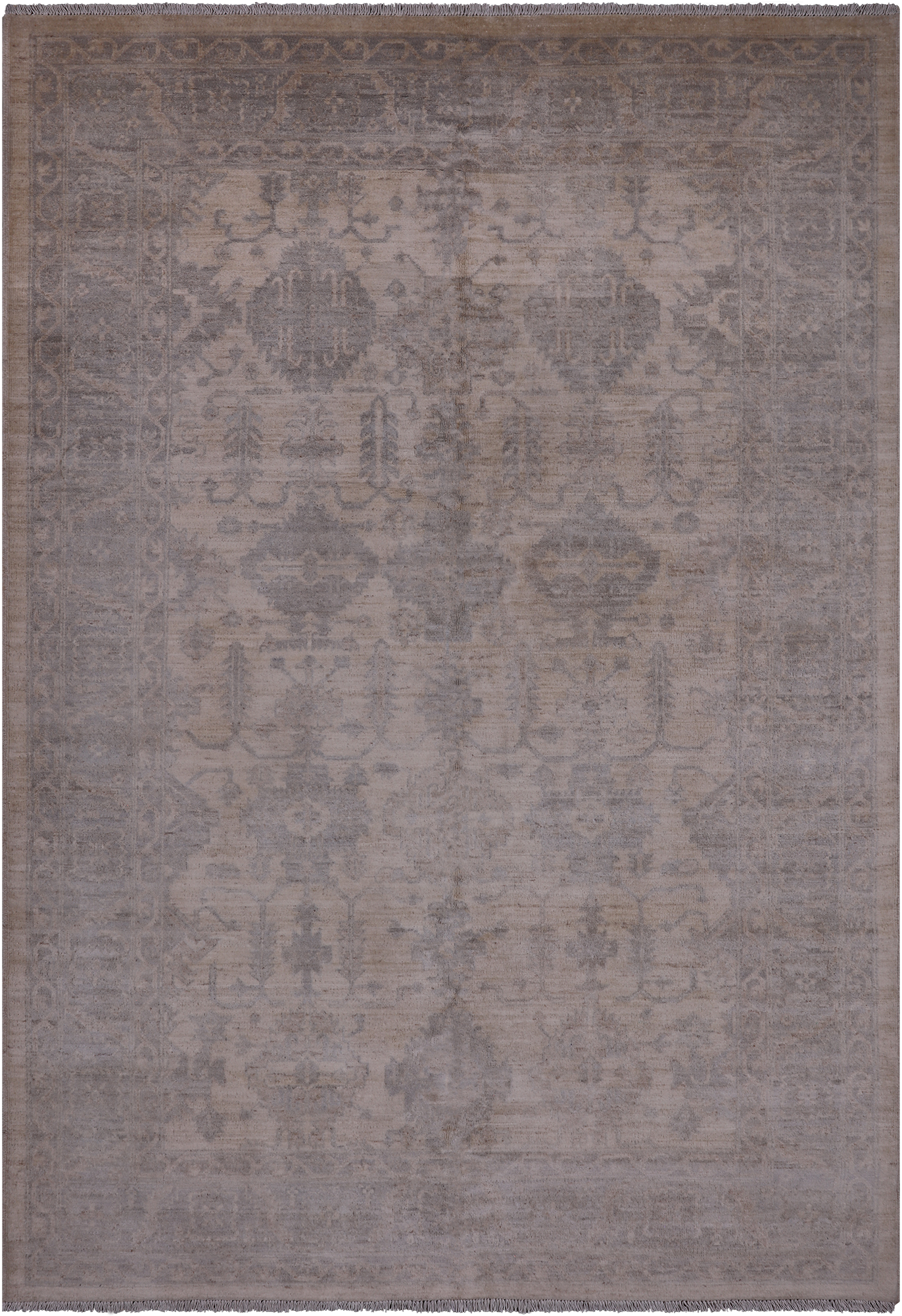 Ivory Turkish Oushak Hand Knotted Wool Rug - 6' 0" X 8' 10"