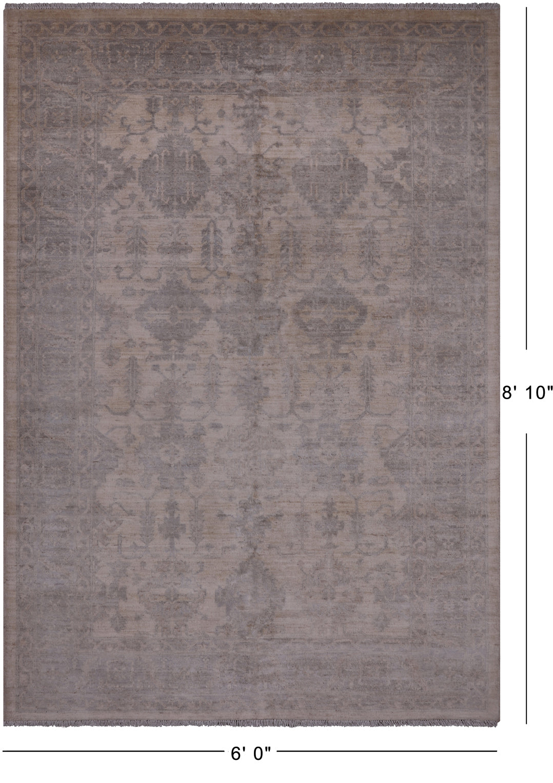 Ivory Turkish Oushak Hand Knotted Wool Rug - 6' 0" X 8' 10"