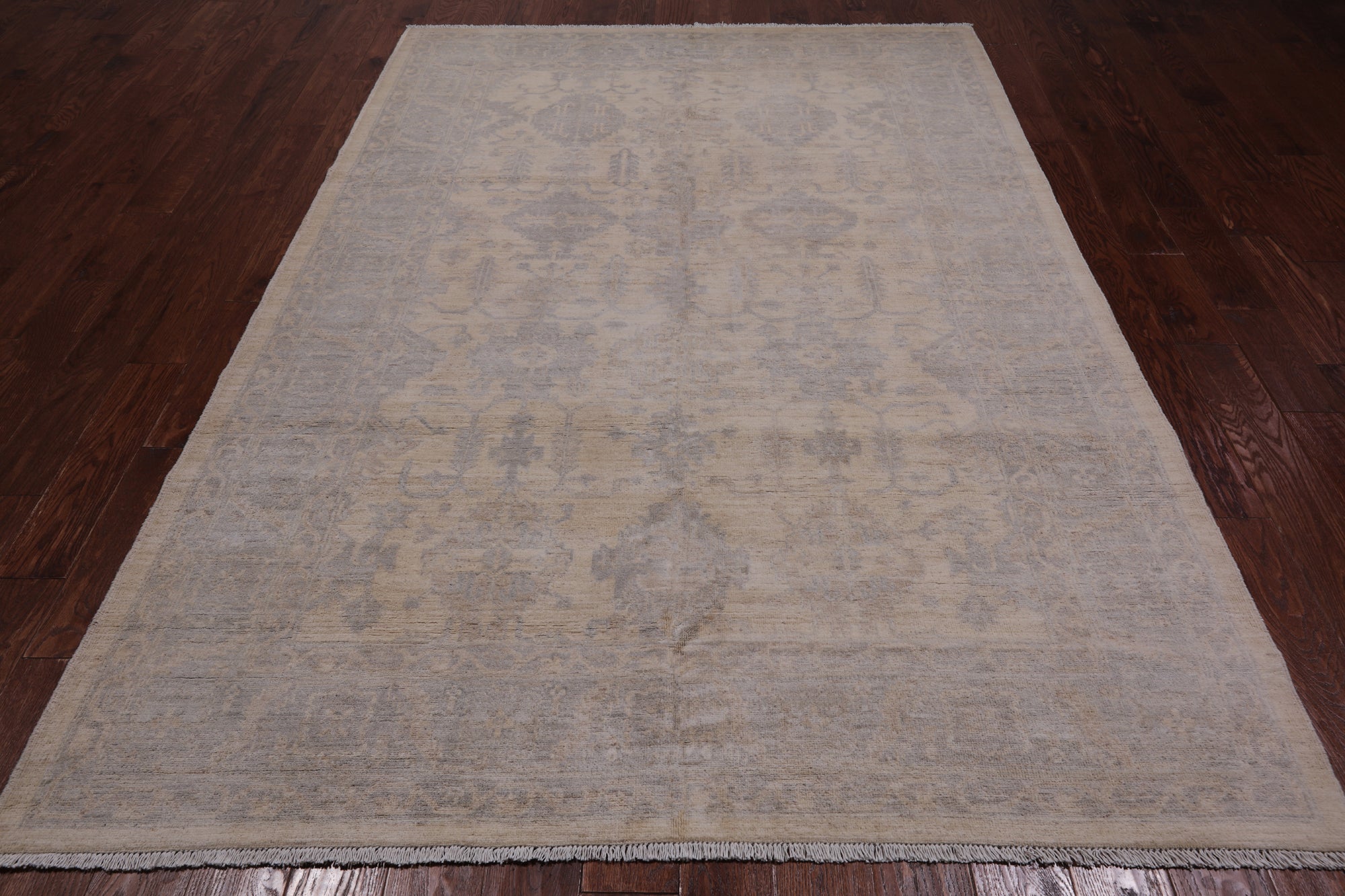 Ivory Turkish Oushak Hand Knotted Wool Rug - 6' 0" X 8' 10"