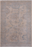 Ivory Turkish Oushak Hand Knotted Wool Rug - 4' 2" X 5' 8"