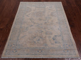 Ivory Turkish Oushak Hand Knotted Wool Rug - 4' 2" X 5' 8"