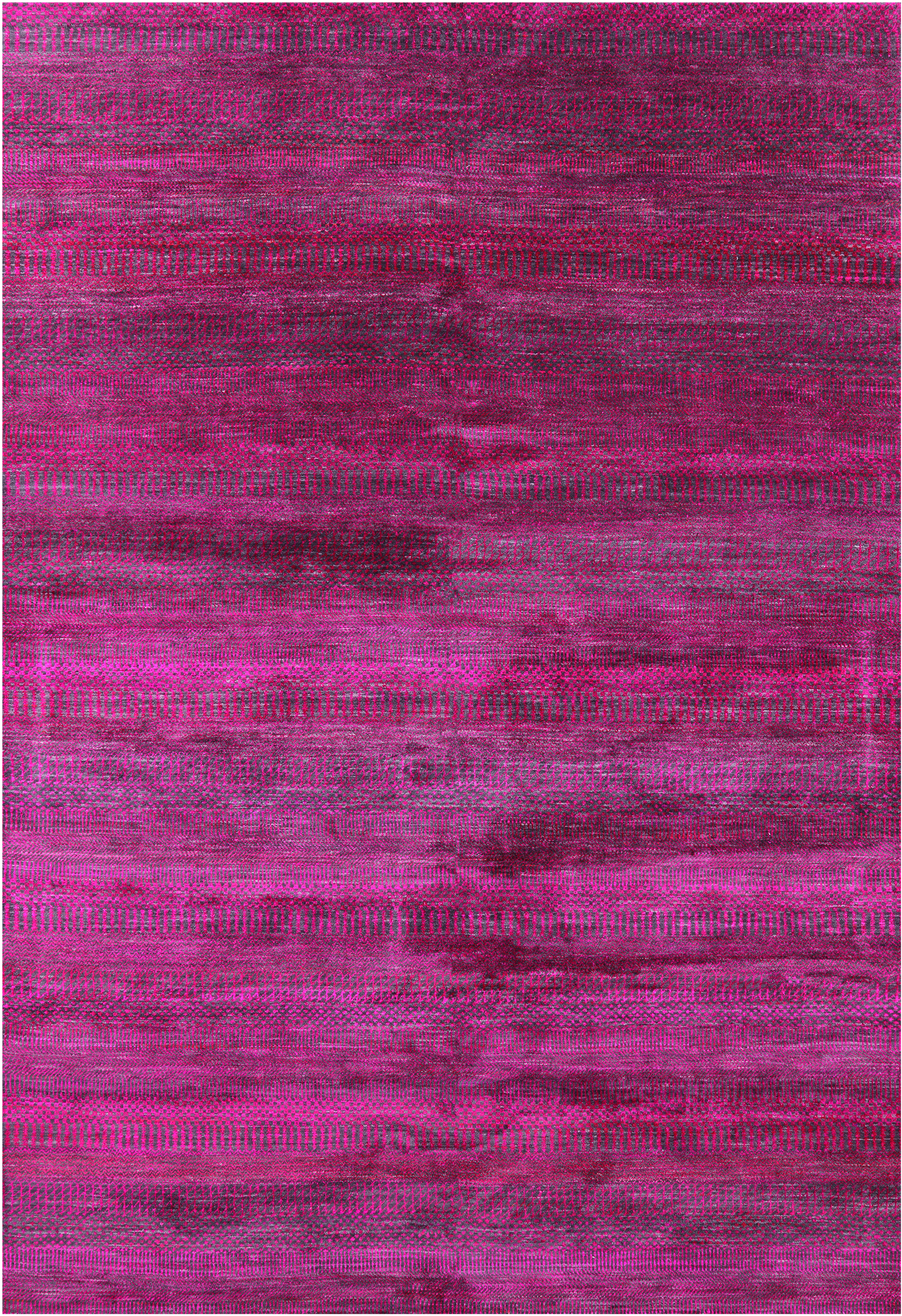 Pink Savannah Grass Hand Knotted Wool & Silk Rug - 6' 2" X 9' 3" - Golden Nile