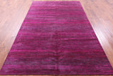 Pink Savannah Grass Hand Knotted Wool & Silk Rug - 6' 2" X 9' 3" - Golden Nile