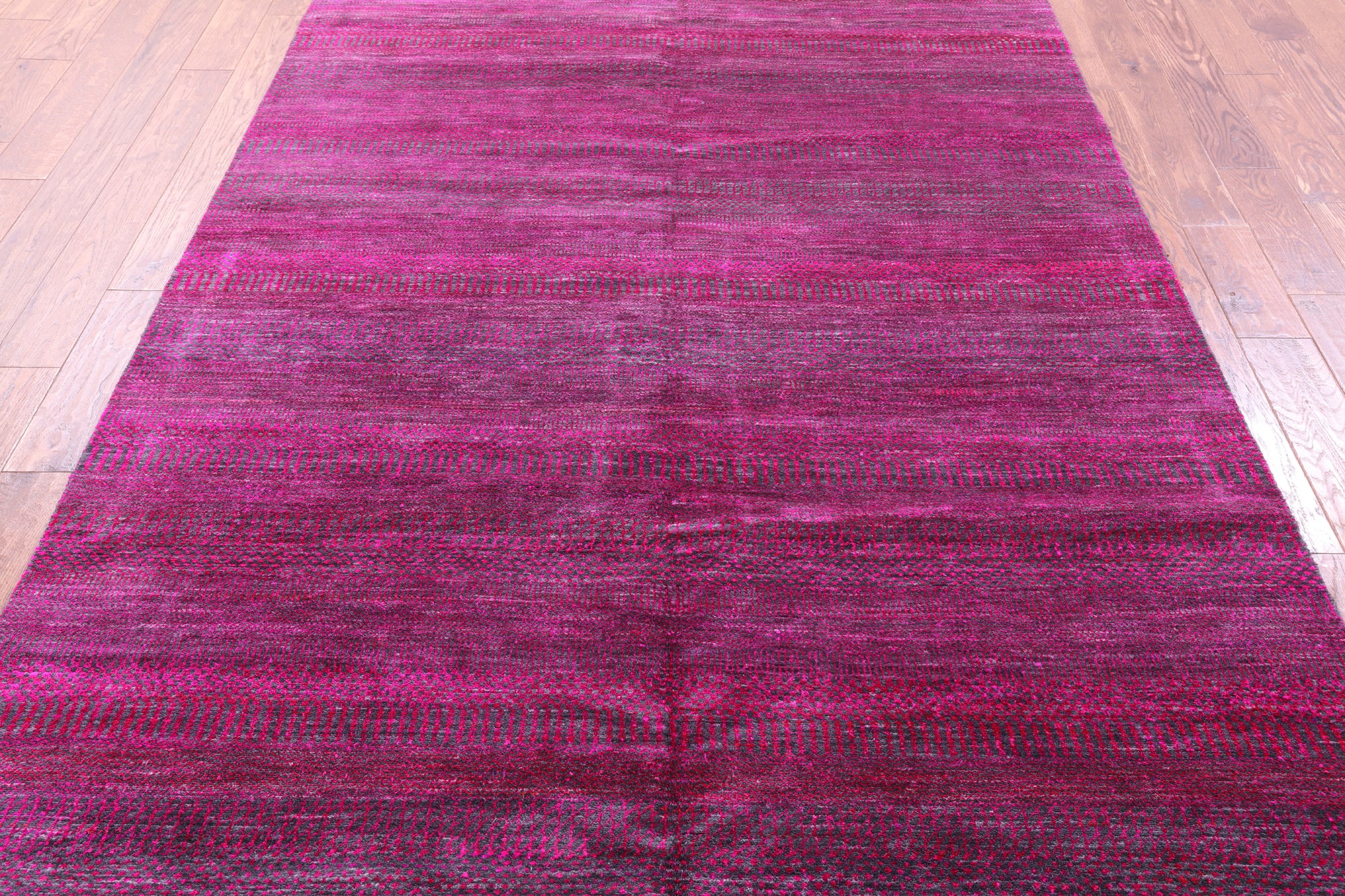 Pink Savannah Grass Hand Knotted Wool & Silk Rug - 6' 2" X 9' 3" - Golden Nile