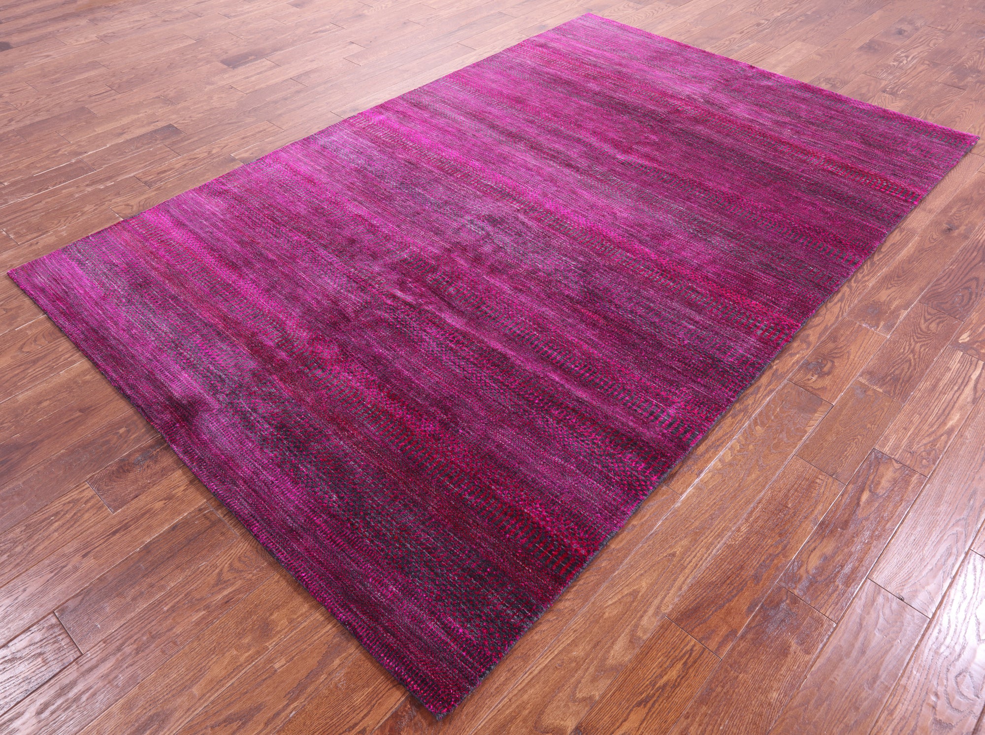 Pink Savannah Grass Hand Knotted Wool & Silk Rug - 6' 2" X 9' 3" - Golden Nile