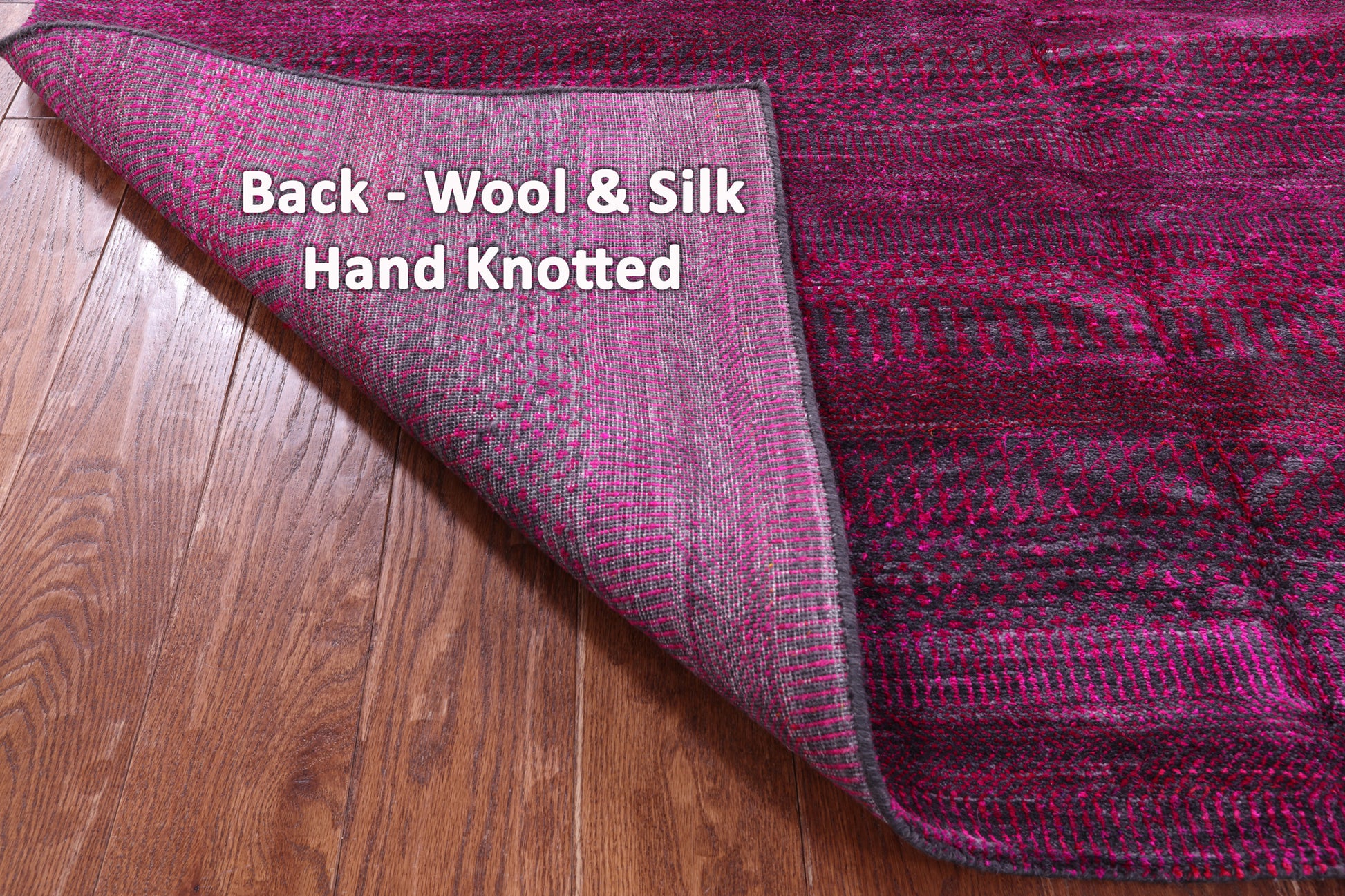 Pink Savannah Grass Hand Knotted Wool & Silk Rug - 6' 2" X 9' 3" - Golden Nile