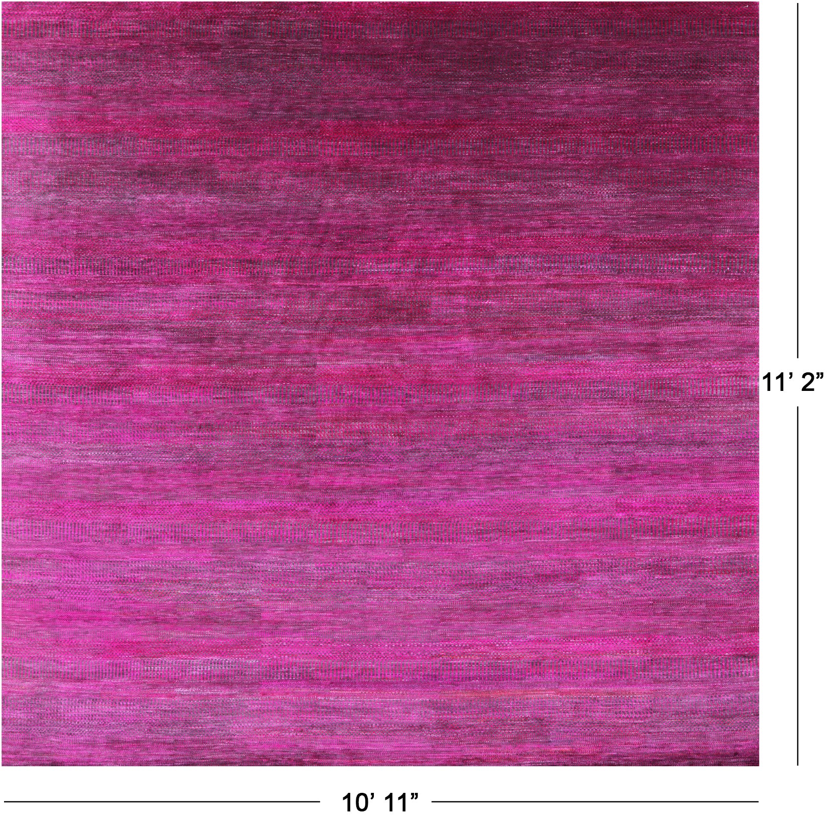 Pink Square Savannah Grass Hand Knotted Wool & Sillk Rug - 10' 11" X 11' 2" - Golden Nile