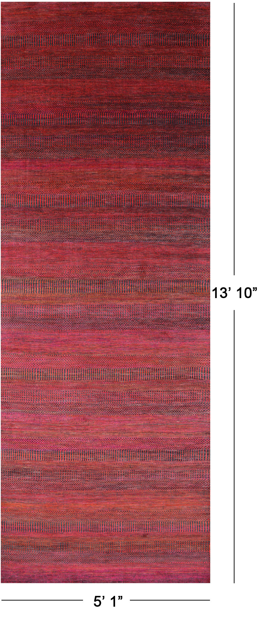 Savannah Grass Handmade Wool & Silk Rug - 5' 1" X 13' 10" - Golden Nile