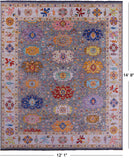 Grey Turkish Oushak Hand Knotted Wool Rug - 12' 1" X 14' 9" - Golden Nile