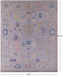 Grey Turkish Oushak Hand Knotted Wool Rug - 12' 2" X 14' 9" - Golden Nile