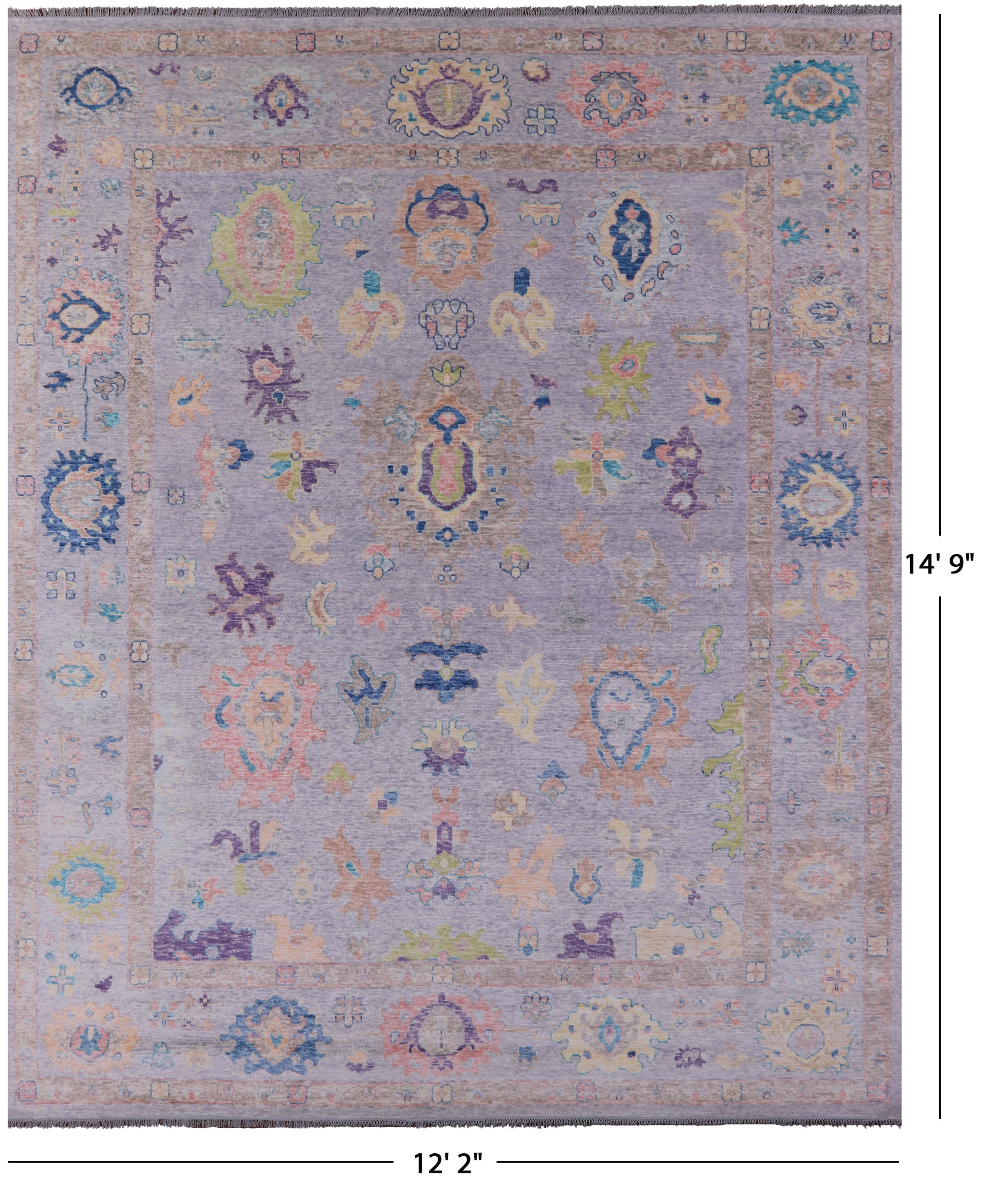 Grey Turkish Oushak Hand Knotted Wool Rug - 12' 2" X 14' 9" - Golden Nile