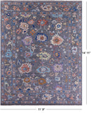 Grey Turkish Oushak Hand Knotted Wool Rug - 11' 9" X 14' 11" - Golden Nile