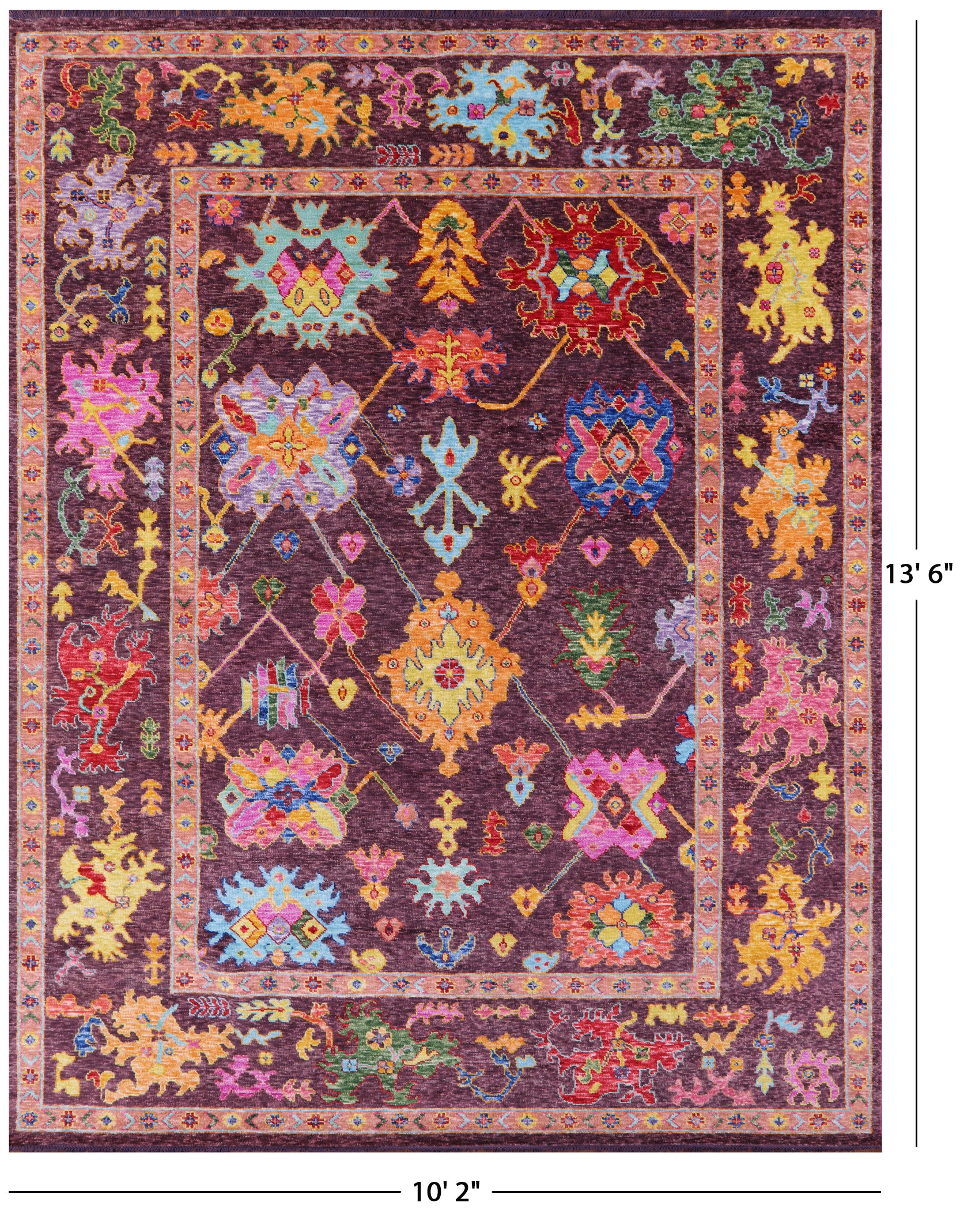 Turkish Oushak Hand Knotted Wool Rug - 10' 2" X 13' 6" - Golden Nile