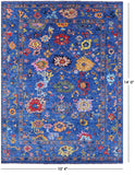 Blue Turkish Oushak Hand Knotted Wool Rug - 10' 4" X 14' 0" - Golden Nile