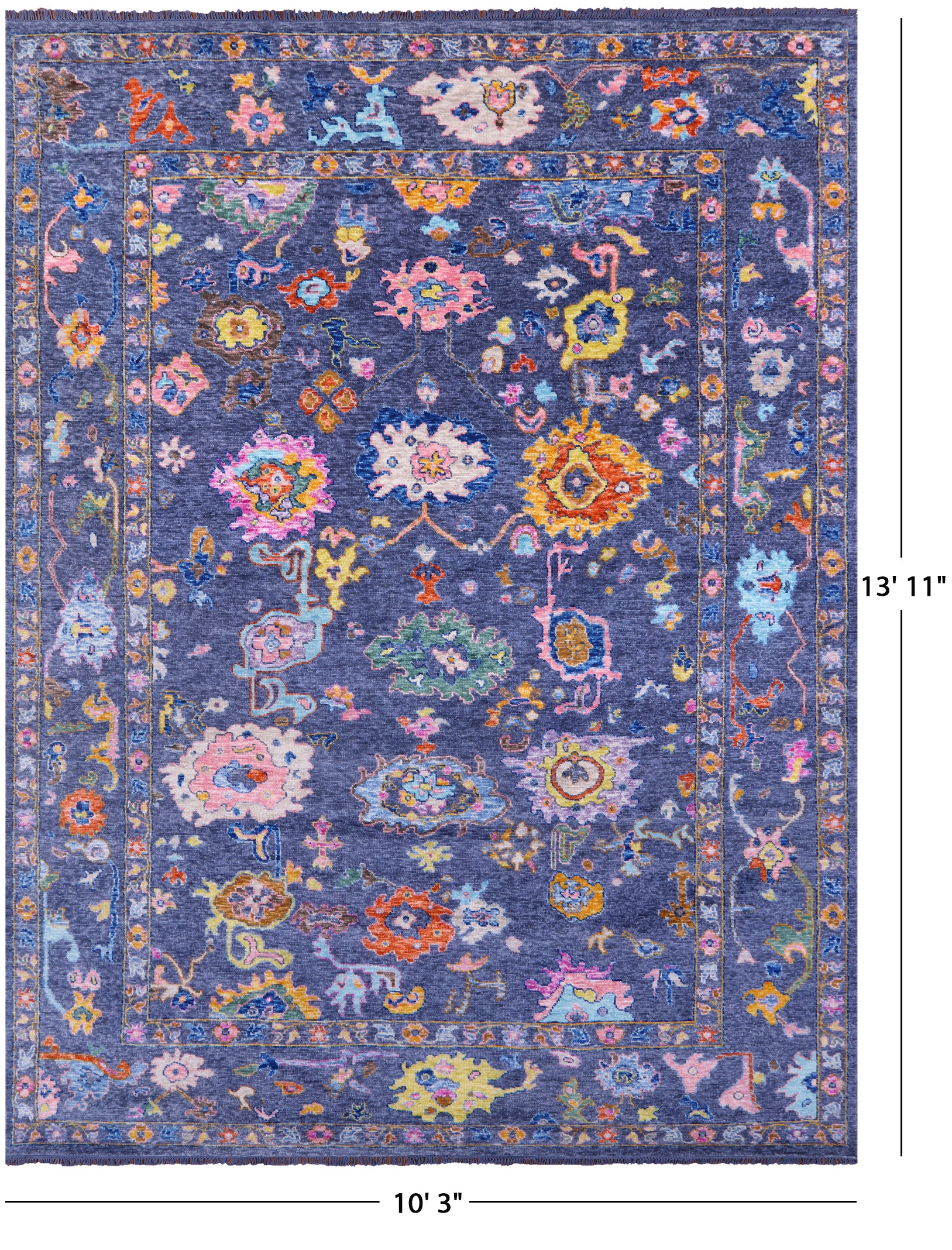 Grey Turkish Oushak Hand Knotted Wool Rug - 10' 3" X 13' 11" - Golden Nile