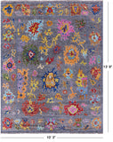 Grey Turkish Oushak Hand Knotted Wool Rug - 10' 3" X 13' 9" - Golden Nile