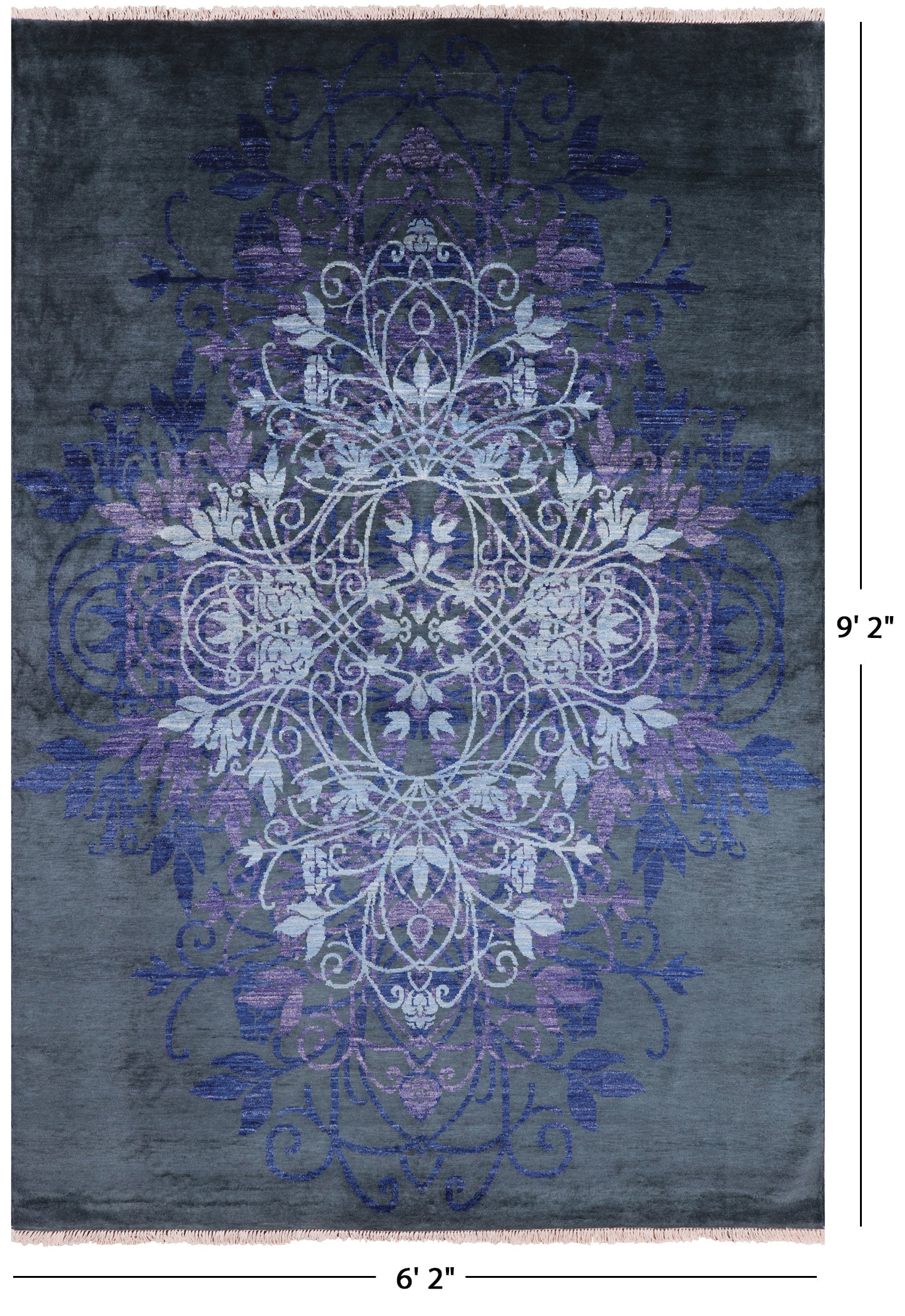 Green William Morris Handmade Wool Area Rug - 6' 2" X 9' 2" - Golden Nile