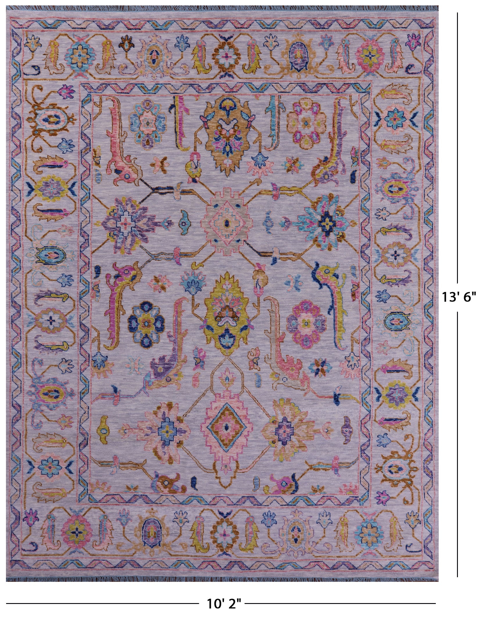 Grey Turkish Oushak Hand Knotted Wool Rug - 10' 2" X 13' 6" - Golden Nile