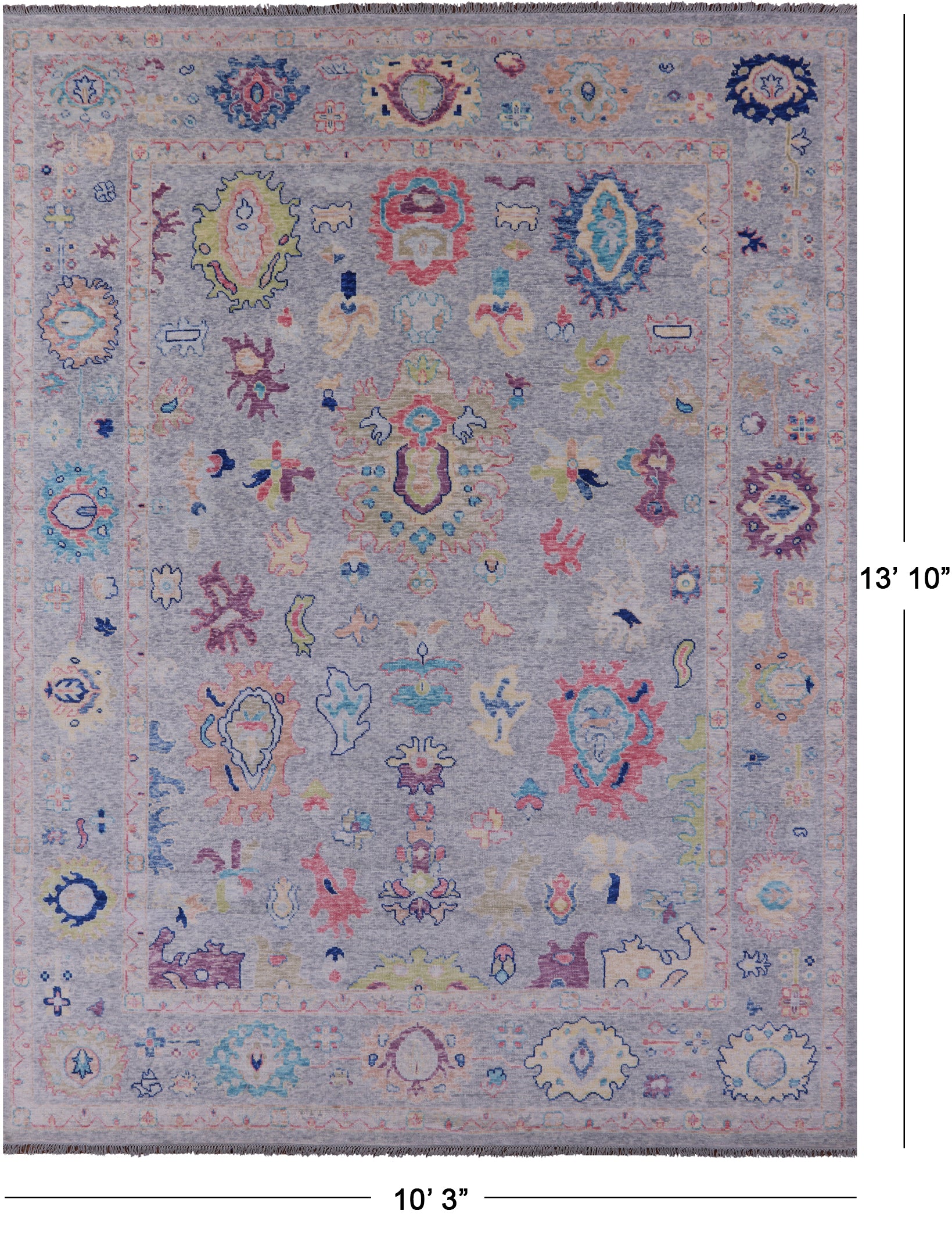 Grey Turkish Oushak Hand Knotted Wool Rug - 10' 3" X 13' 10" - Golden Nile
