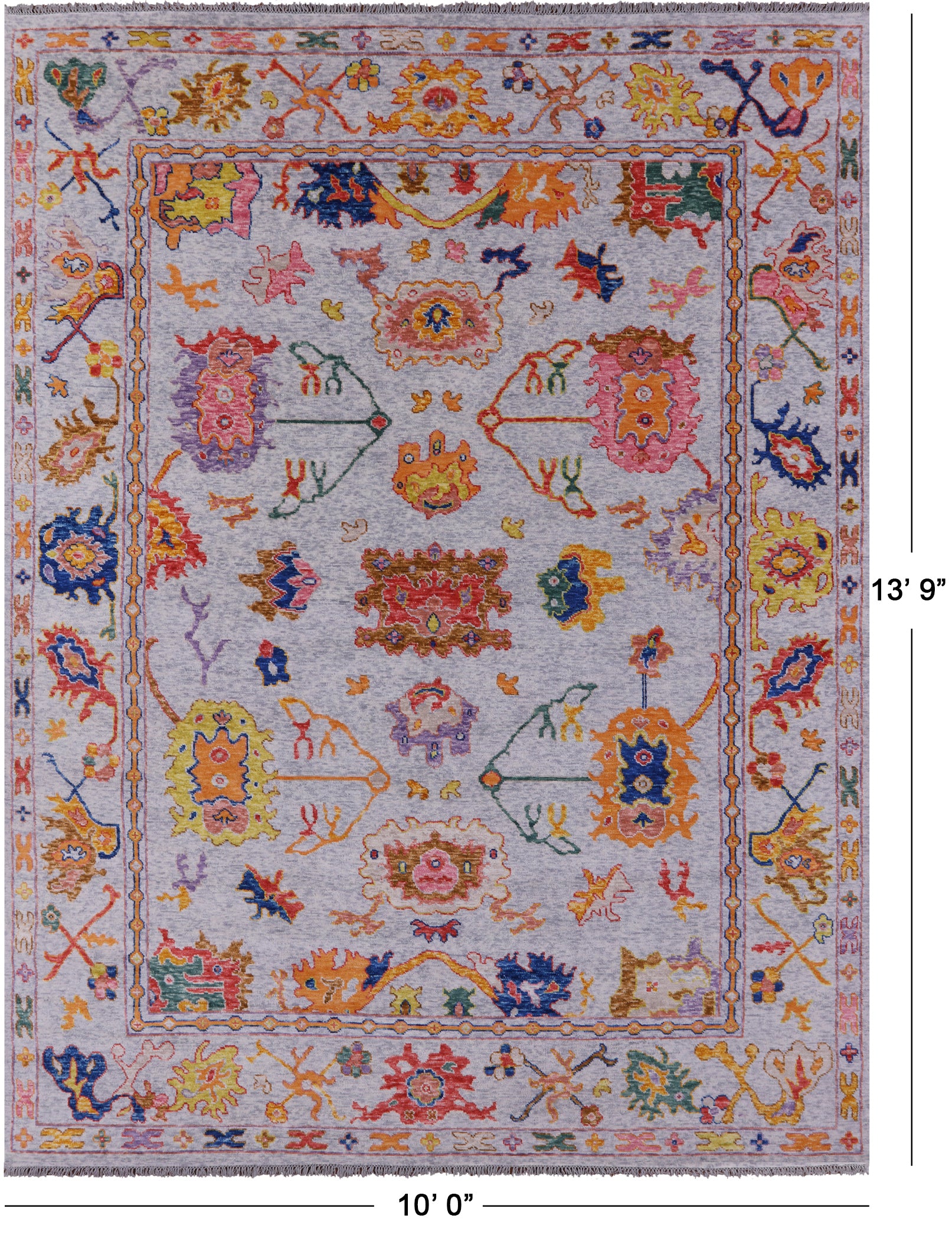 Grey Turkish Oushak Hand Knotted Wool Rug - 10' 0" X 13' 9" - Golden Nile