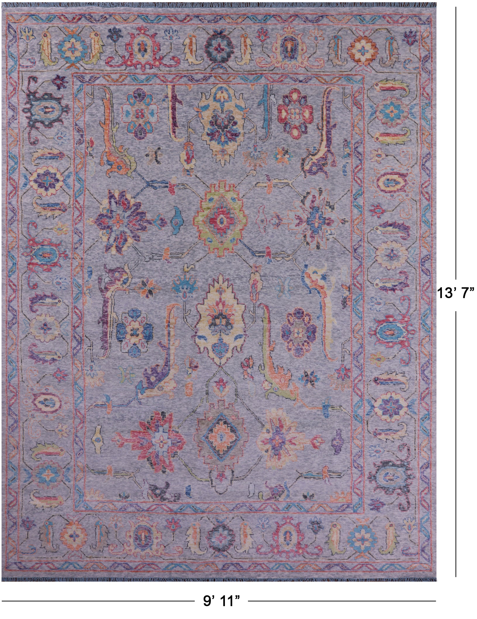 Grey Turkish Oushak Hand Knotted Wool Rug - 9' 11" X 13' 7" - Golden Nile