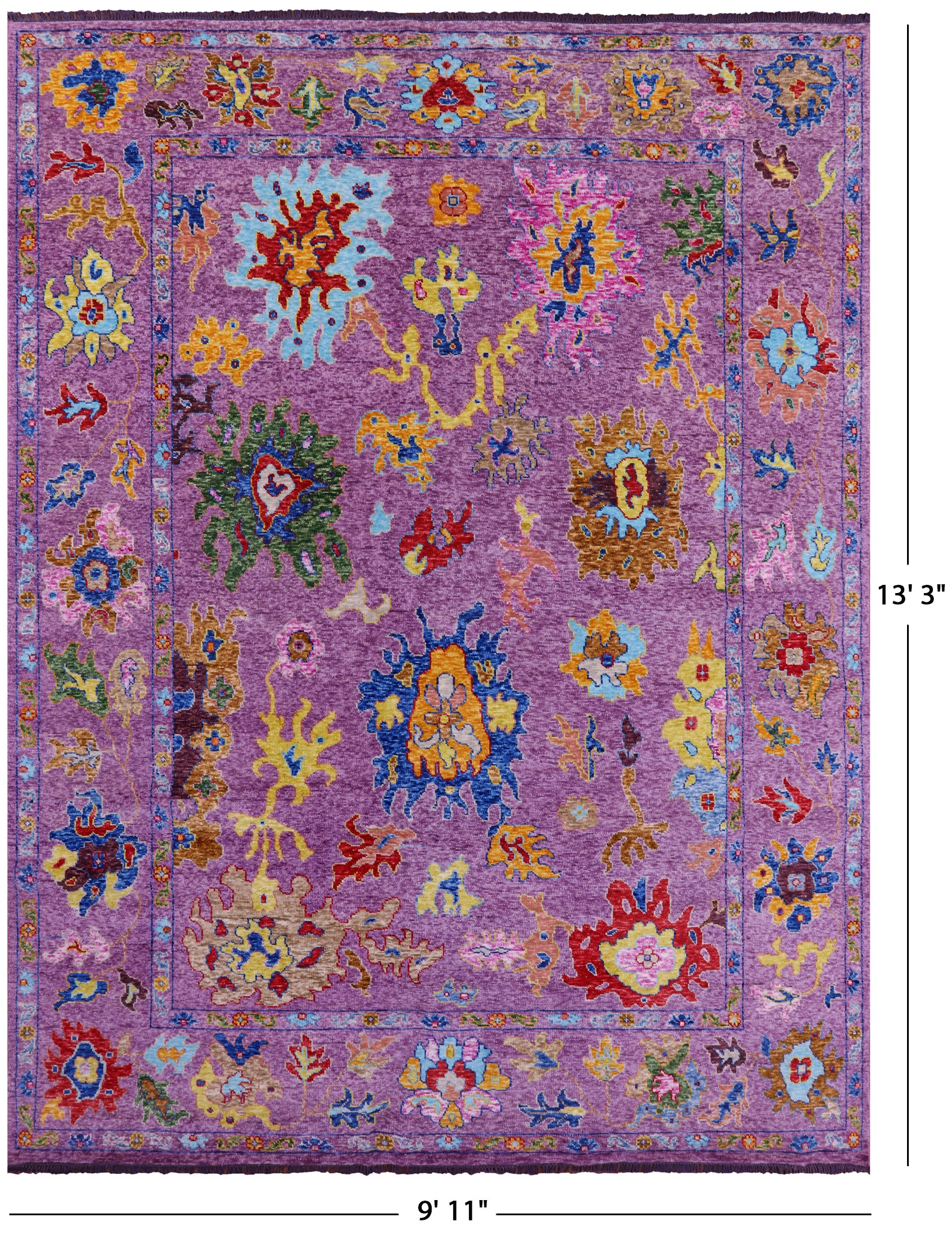 Purple Turkish Oushak Hand Knotted Wool Rug - 9' 11" X 13' 3" - Golden Nile