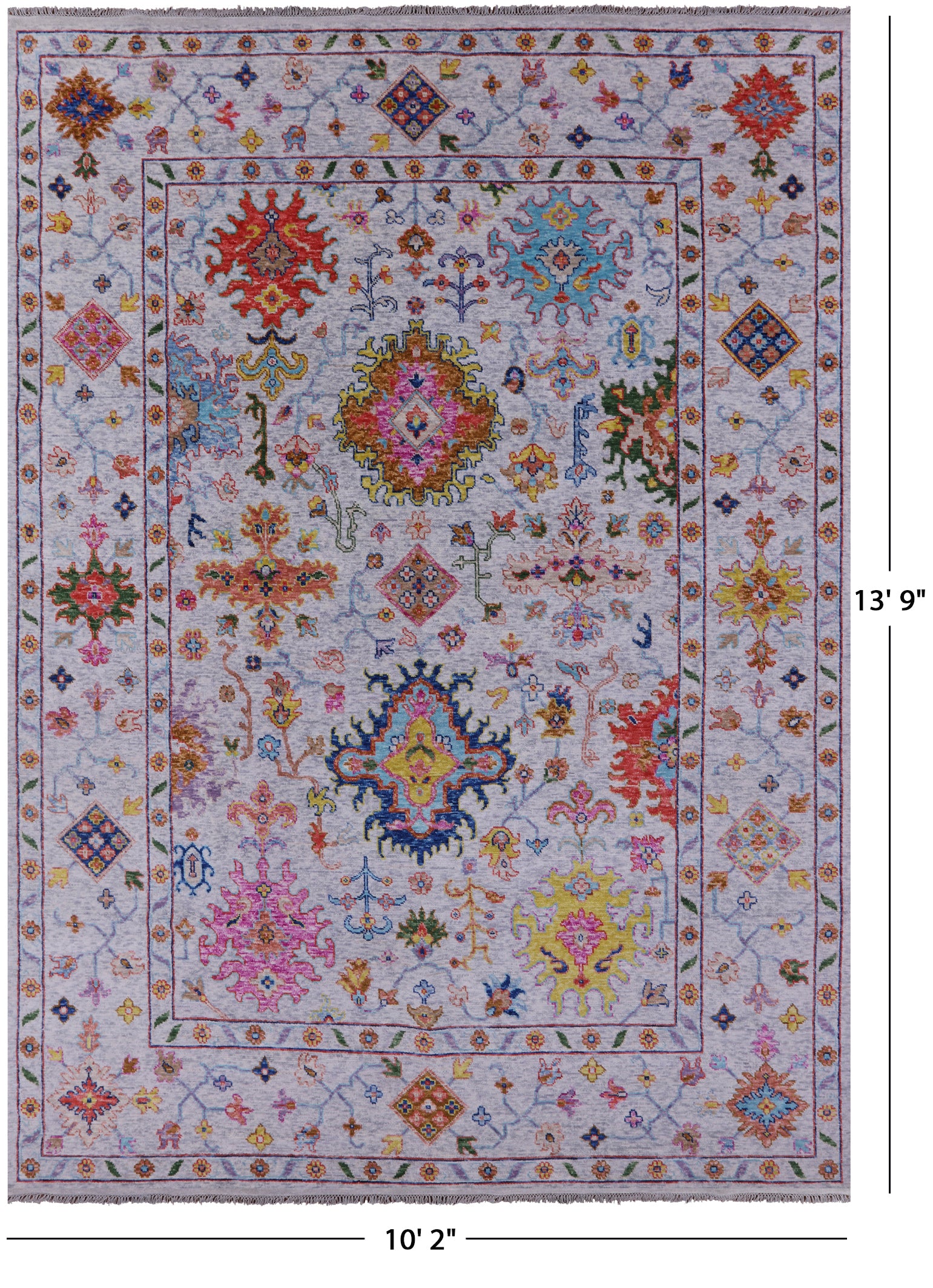 Grey Turkish Oushak Hand Knotted Wool Rug - 10' 2" X 13' 9" - Golden Nile