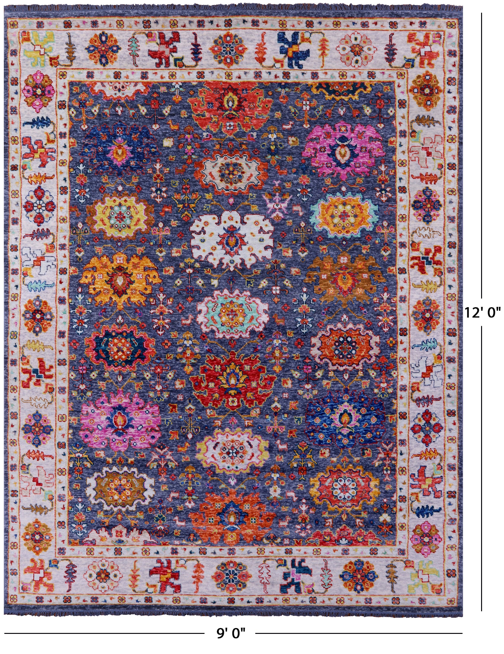 Grey Turkish Oushak Hand Knotted Wool Rug - 9' 0" X 12' 0" - Golden Nile