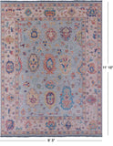 Light Blue Turkish Oushak Hand Knotted Wool Rug - 9' 3" X 11' 10" - Golden Nile