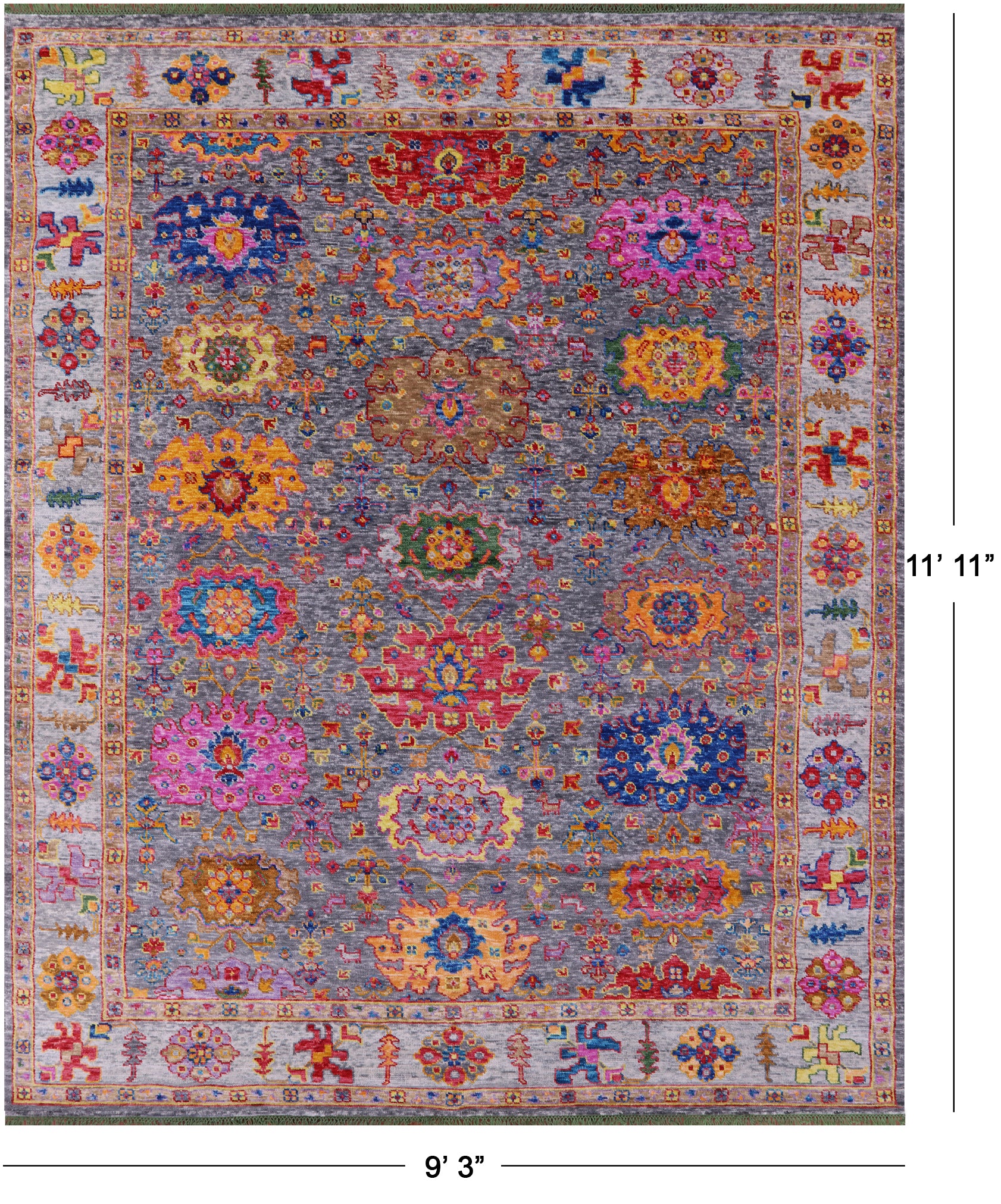 Grey Turkish Oushak Handmade Wool Rug - 9' 3" X 11' 11" - Golden Nile