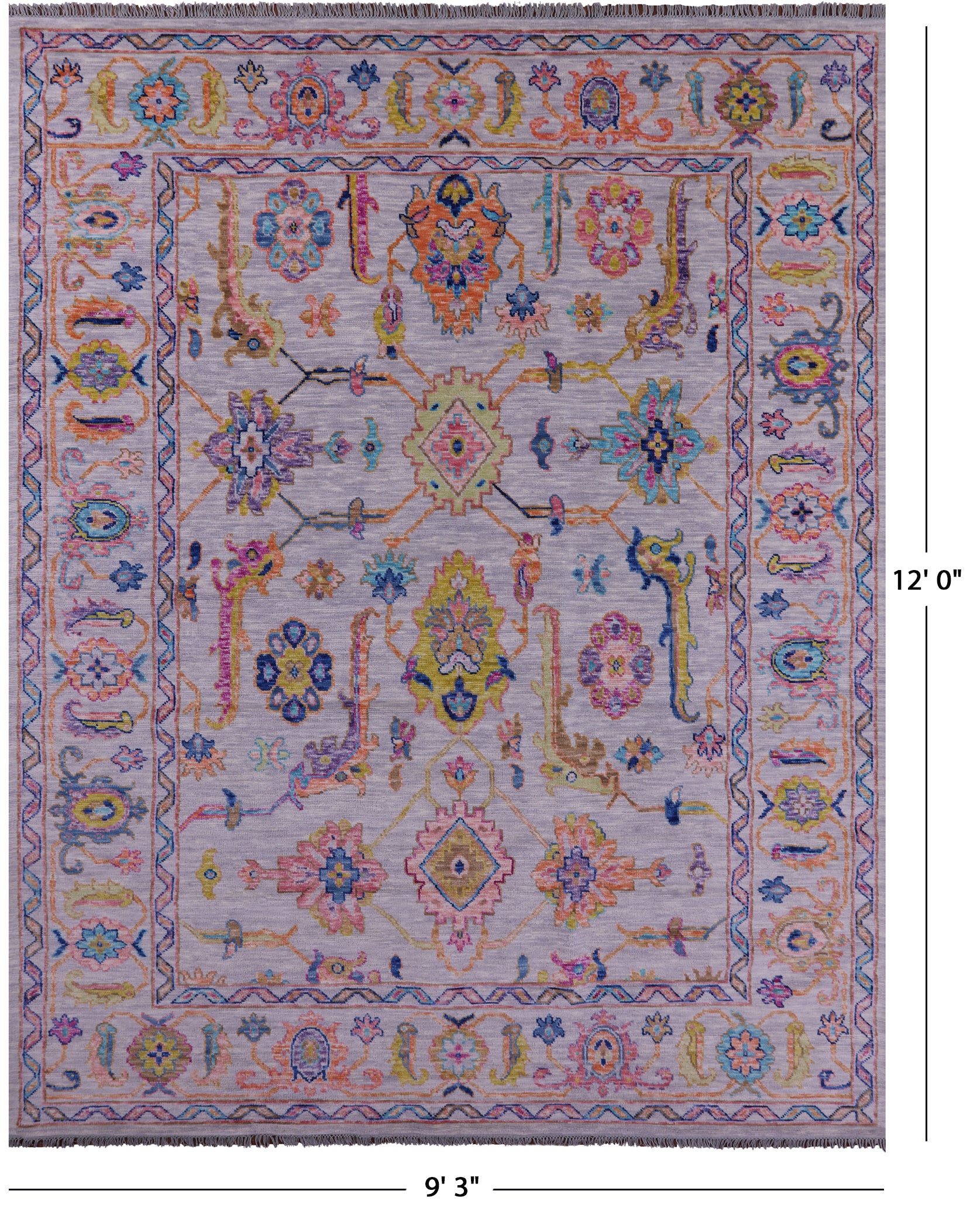 Grey Turkish Oushak Hand Knotted Wool Rug - 9' 3" X 12' 0" - Golden Nile