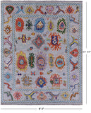 Grey Turkish Oushak Hand Knotted Wool Rug - 9' 3" X 11' 11" - Golden Nile