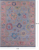 Blue Turkish Oushak Hand Knotted Wool Rug - 9' 3" X 12' 2" - Golden Nile