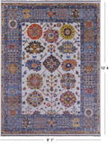 Blue Turkish Oushak Hand Knotted Wool Rug - 9' 1" X 12' 4" - Golden Nile