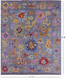 Grey Turkish Oushak Hand Knotted Wool Rug - 7' 11" X 9' 8" - Golden Nile