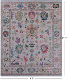 Light Blue Turkish Oushak Hand Knotted Wool Rug - 8' 0" X 9' 11" - Golden Nile
