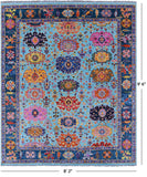 Blue Turkish Oushak Handmade Wool Rug - 8' 2" X 9' 6" - Golden Nile